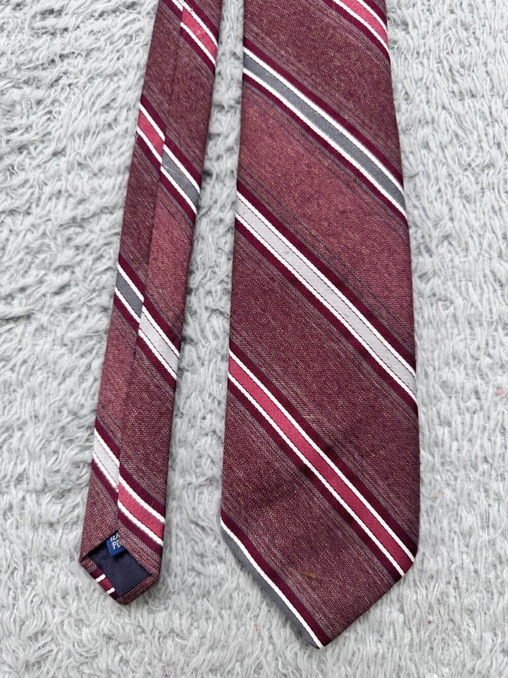 Vintage Stacy Tie Mens Red Stripe Polyester